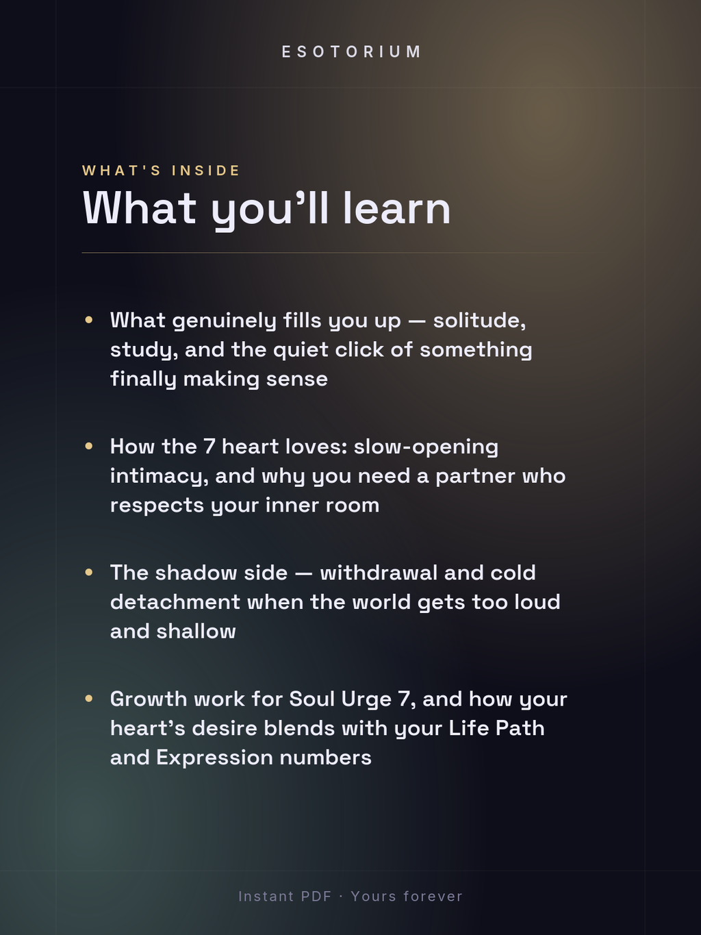 Soul Urge Number 7 — Your Heart's Desire — what you'll learn
