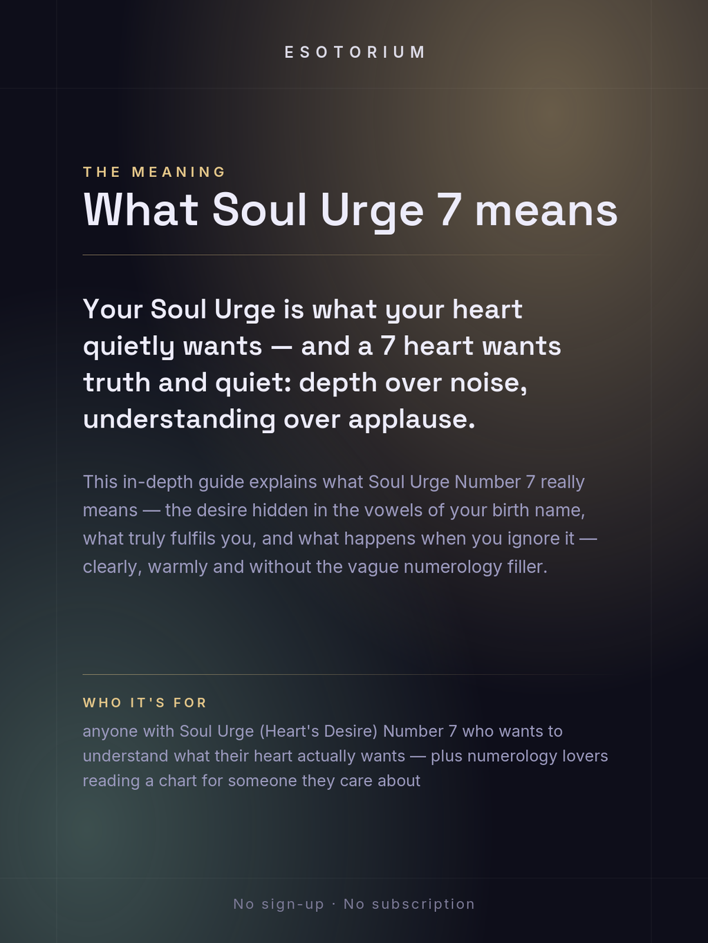 Soul Urge Number 7 — Your Heart's Desire — what it means