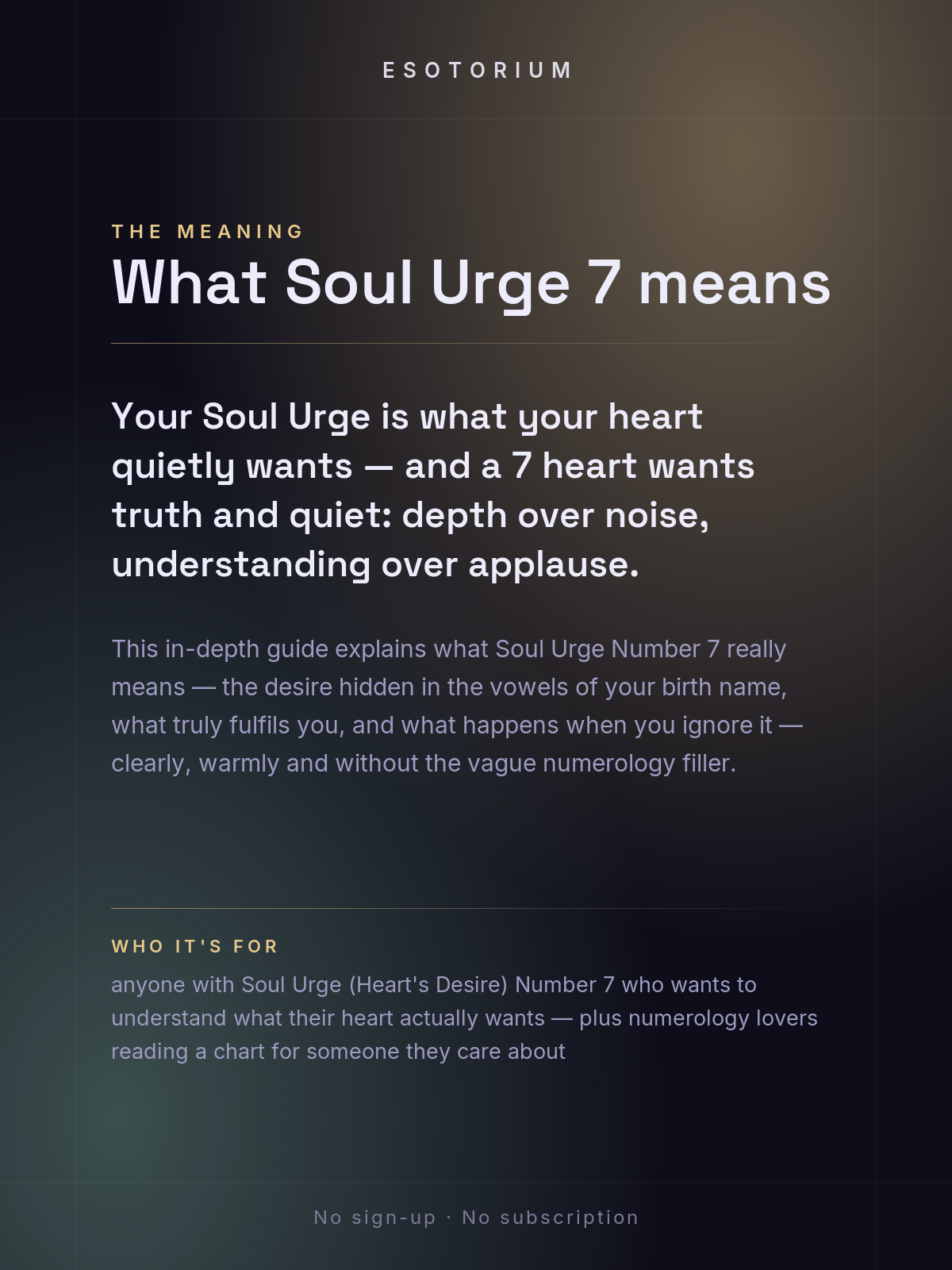 Soul Urge Number 7 — Your Heart's Desire — what it means