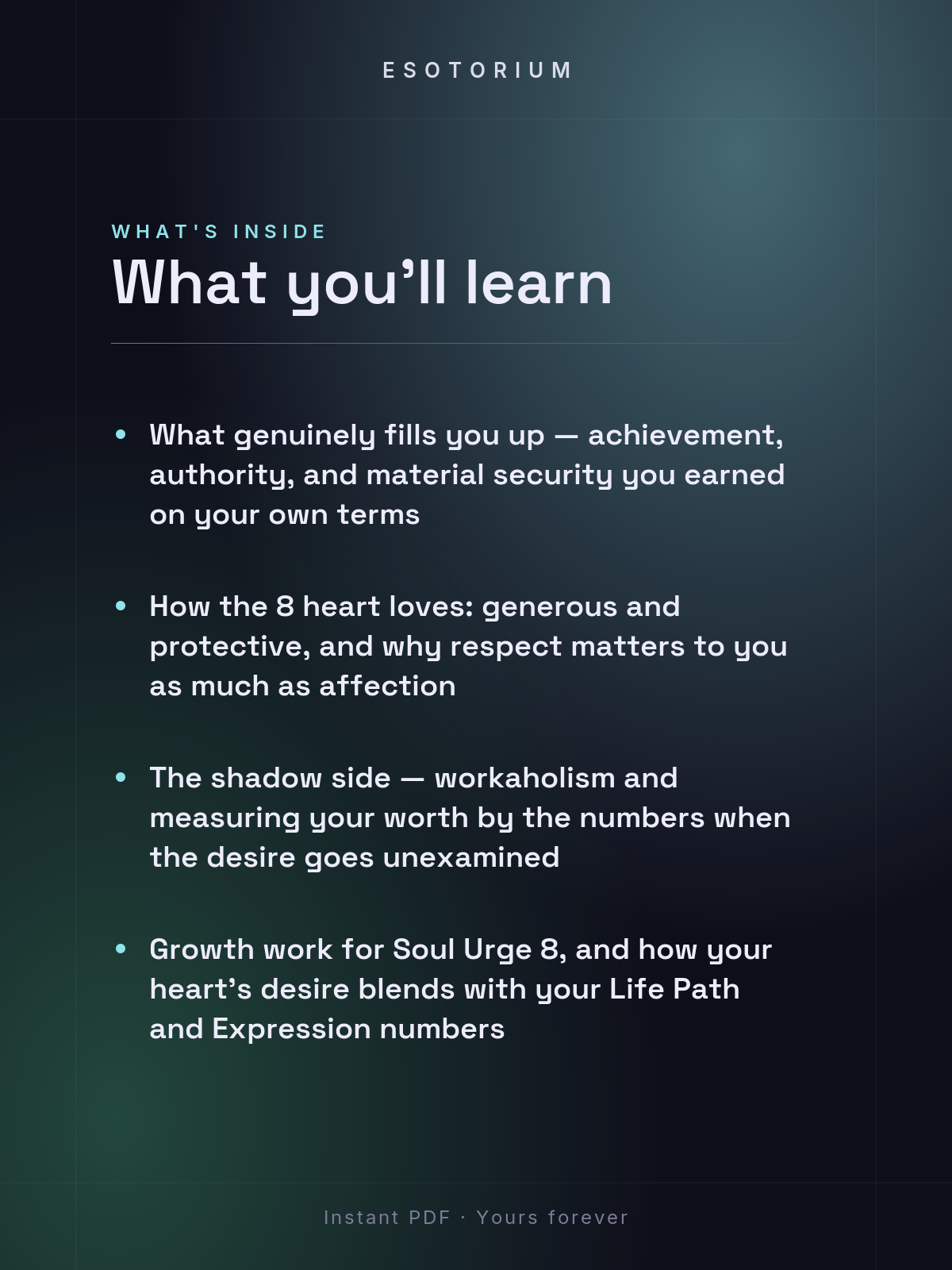 Soul Urge Number 8 — Your Heart's Desire — what you'll learn