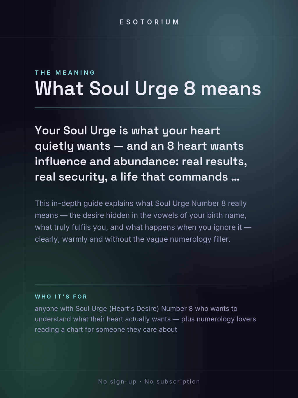 Soul Urge Number 8 — Your Heart's Desire — what it means