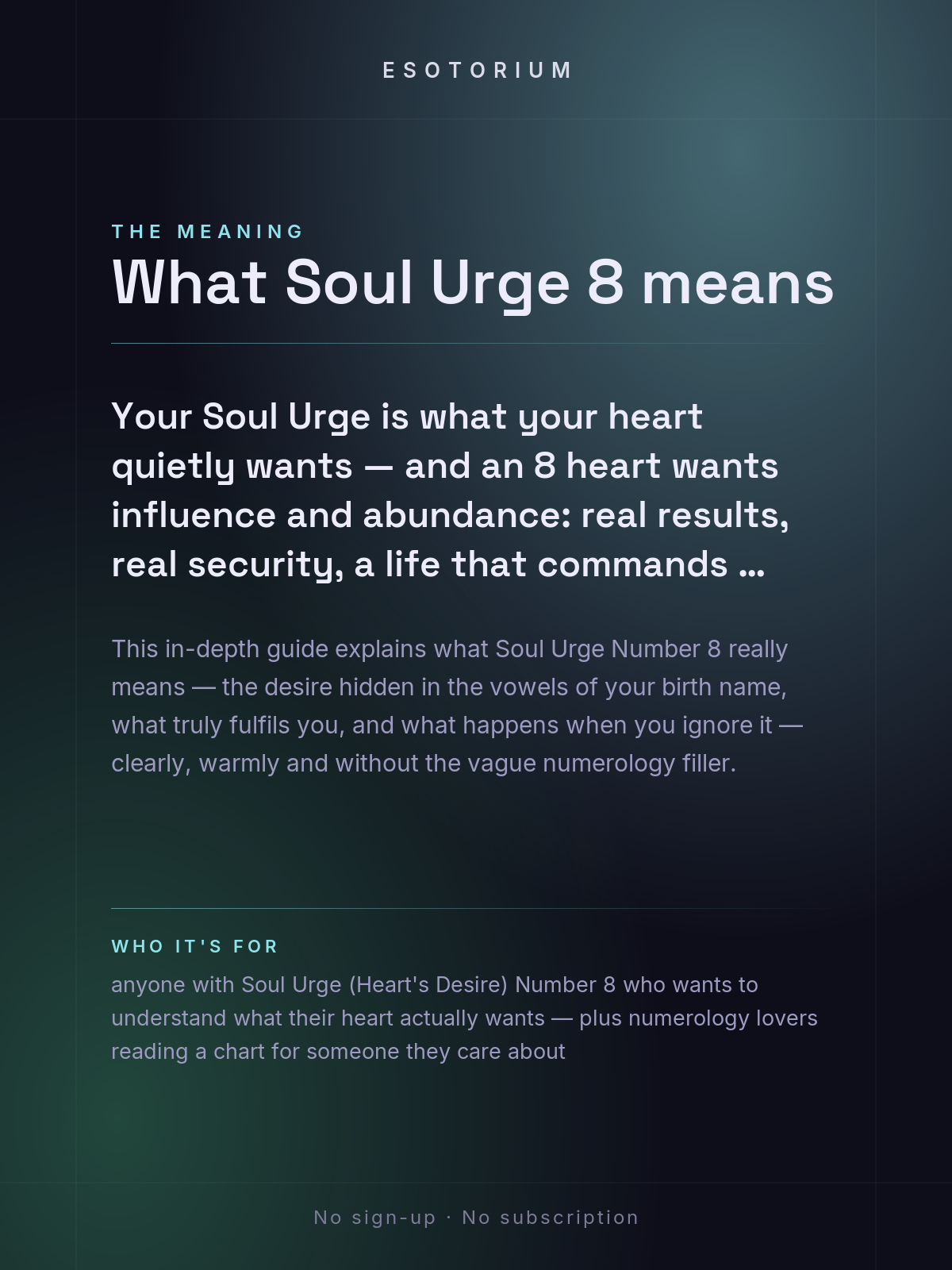 Soul Urge Number 8 — Your Heart's Desire — what it means