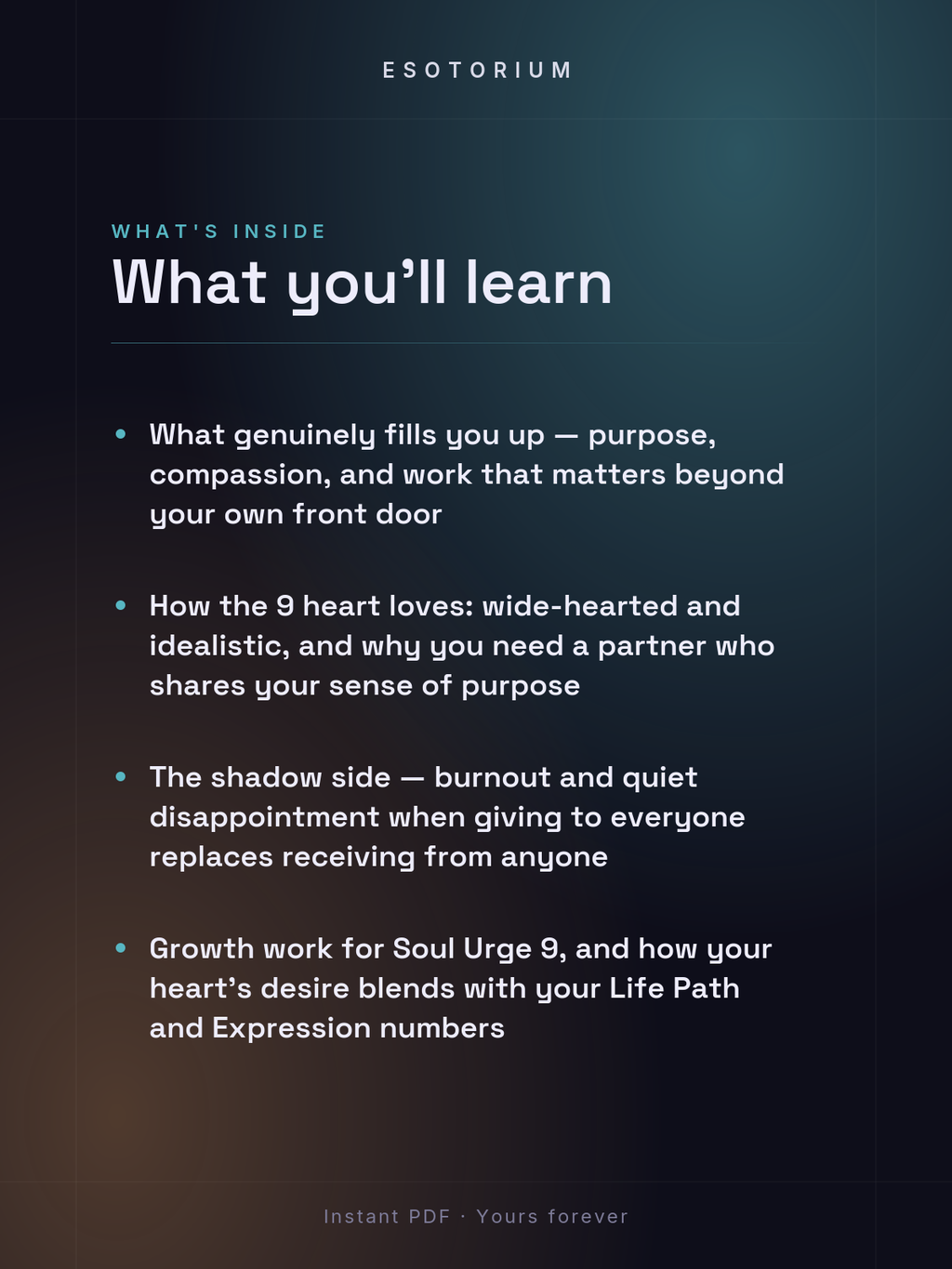 Soul Urge Number 9 — Your Heart's Desire — what you'll learn