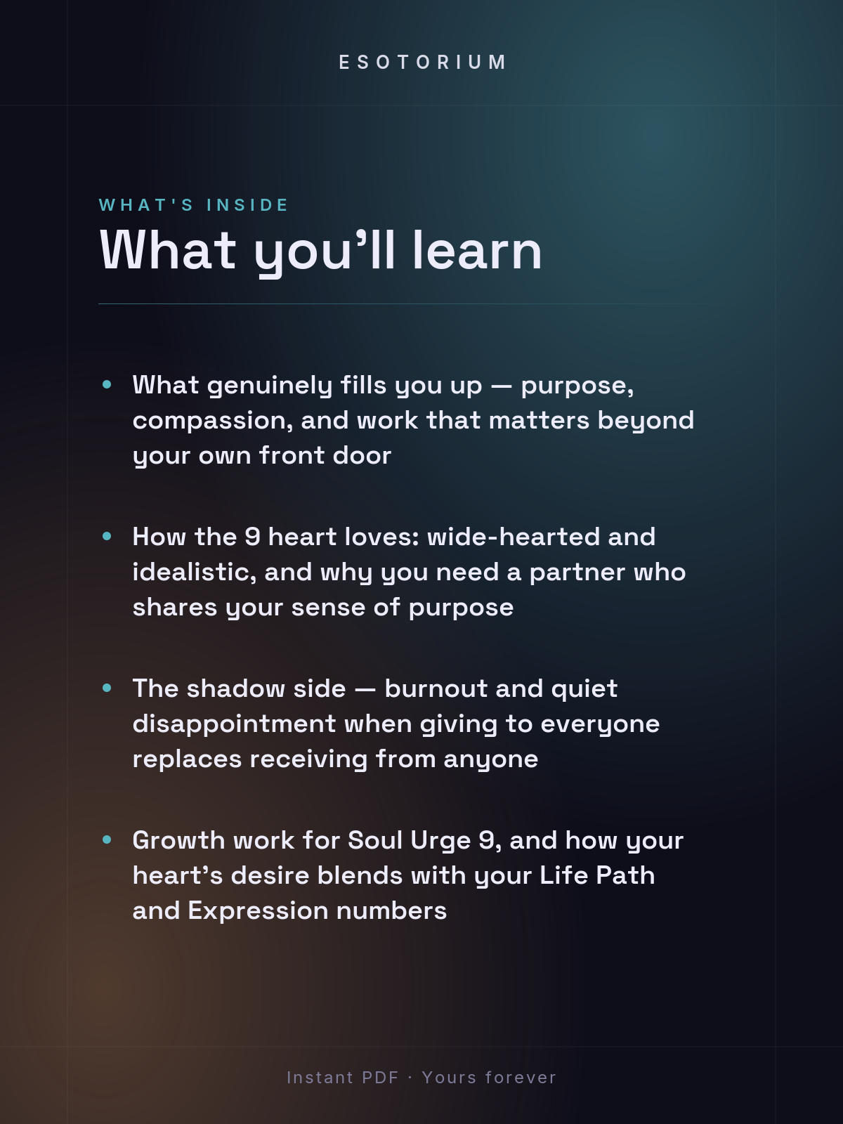 Soul Urge Number 9 — Your Heart's Desire — what you'll learn
