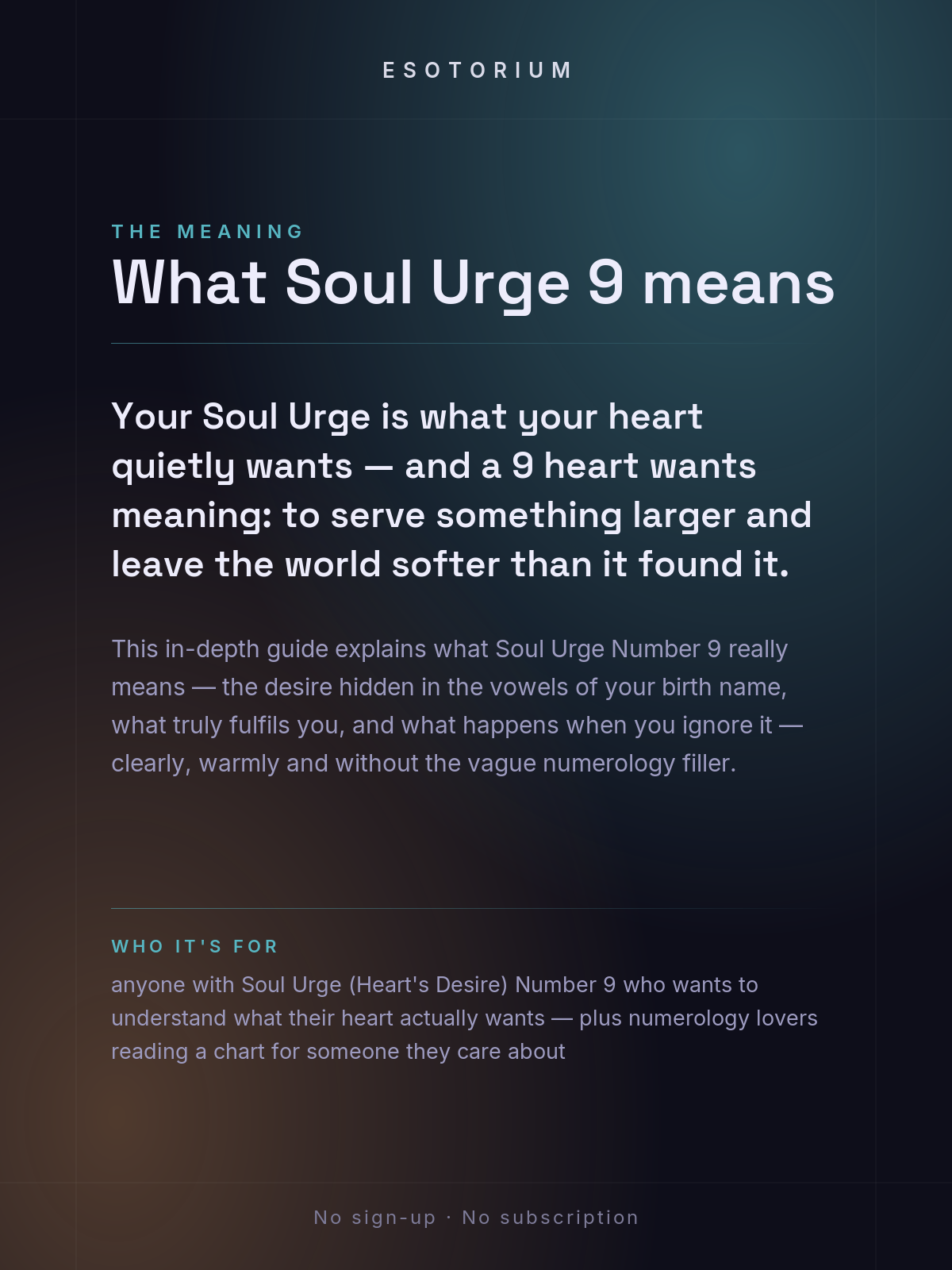 Soul Urge Number 9 — Your Heart's Desire — what it means