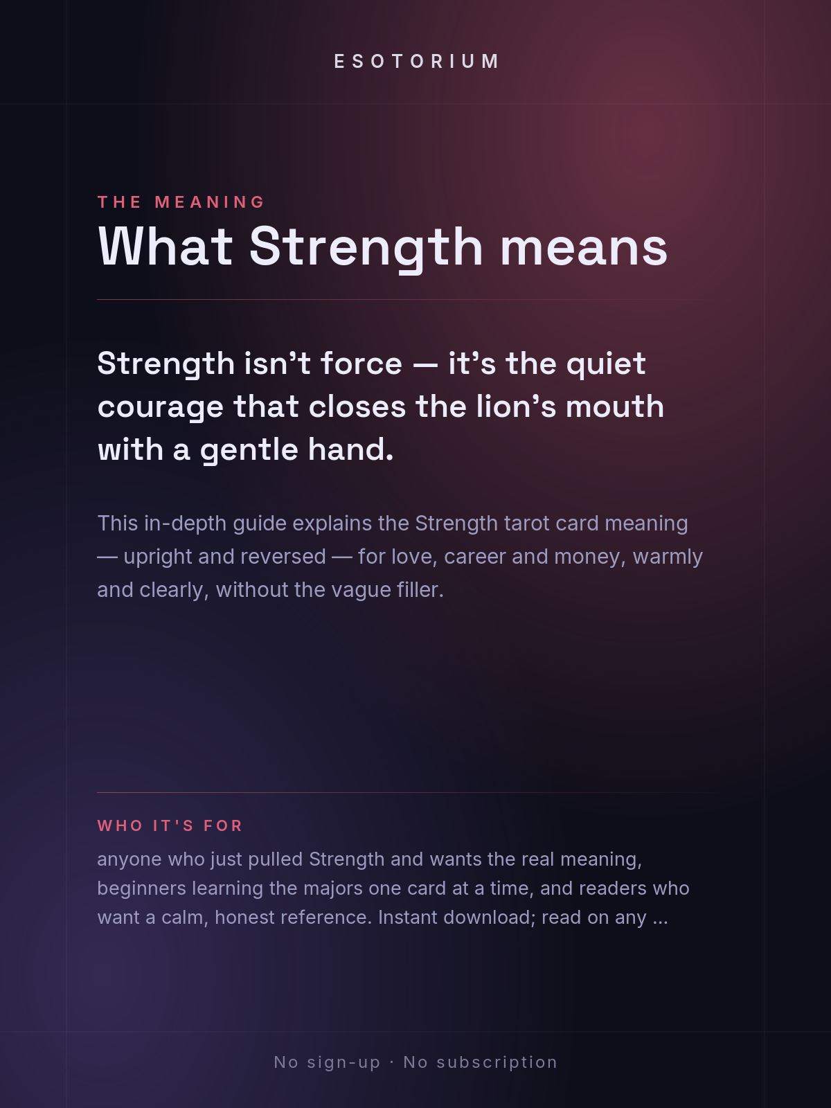 Strength — Tarot Card Meaning (Upright & Reversed) — Who it's for