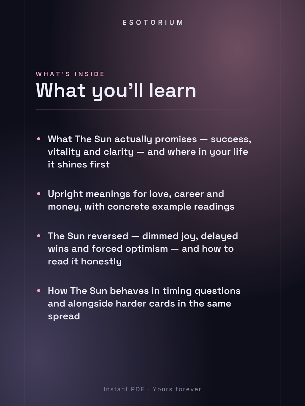 The Sun — Tarot Card Meaning (Upright & Reversed) — What's inside