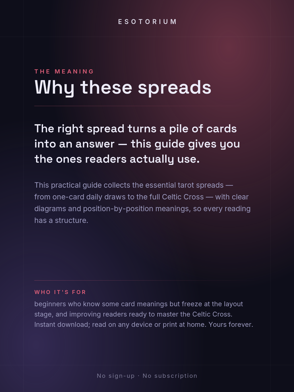 Essential Tarot Spreads — From 3-Card to Celtic Cross — Who it's for