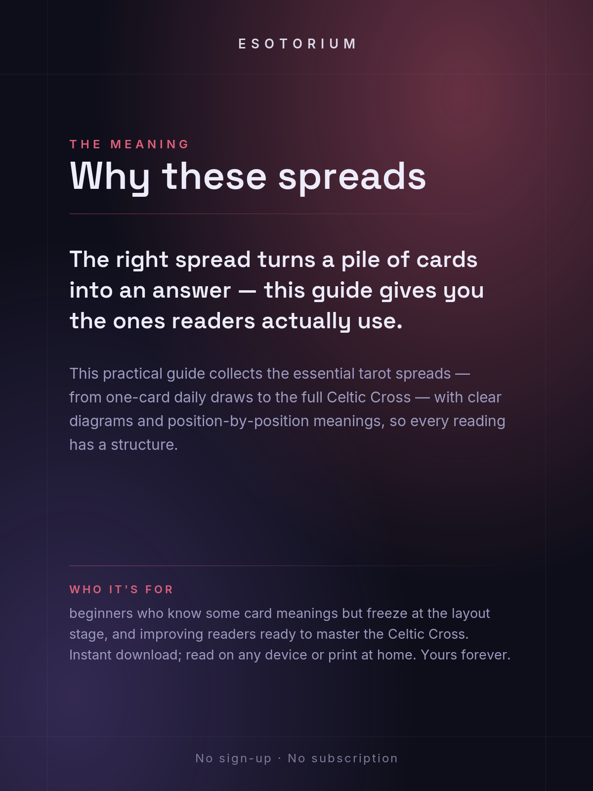 Essential Tarot Spreads — From 3-Card to Celtic Cross — Who it's for