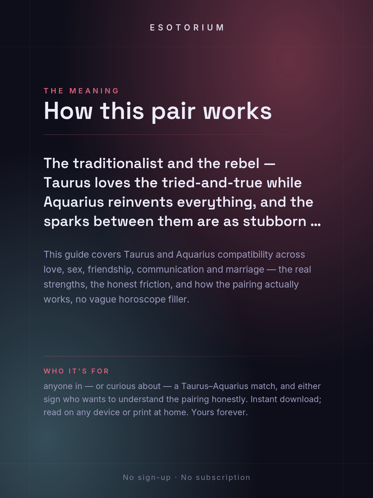 Taurus and Aquarius Compatibility — Love, Sex & Friendship — What it means