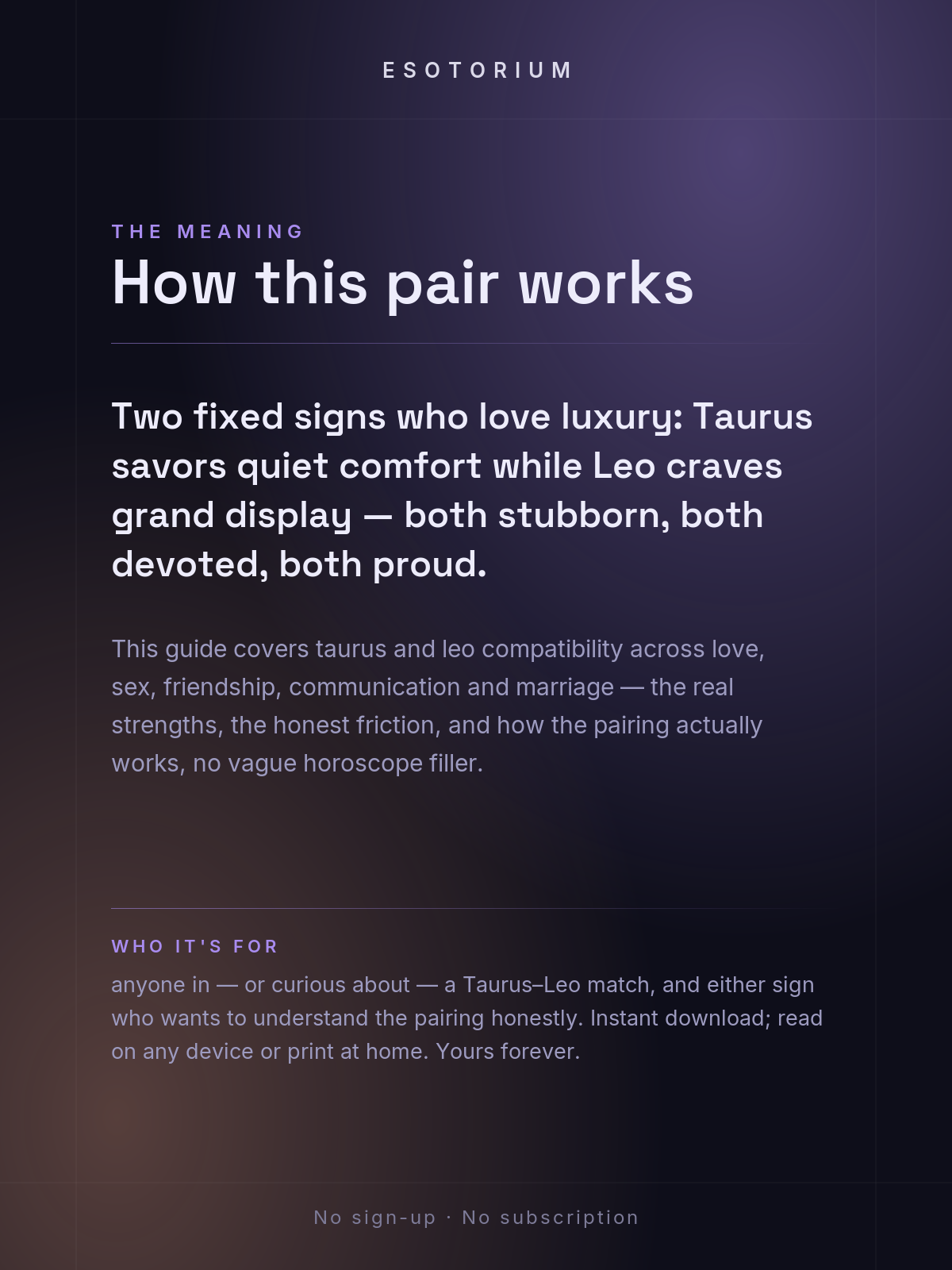 Taurus and Leo Compatibility — Love, Sex & Friendship — What it means