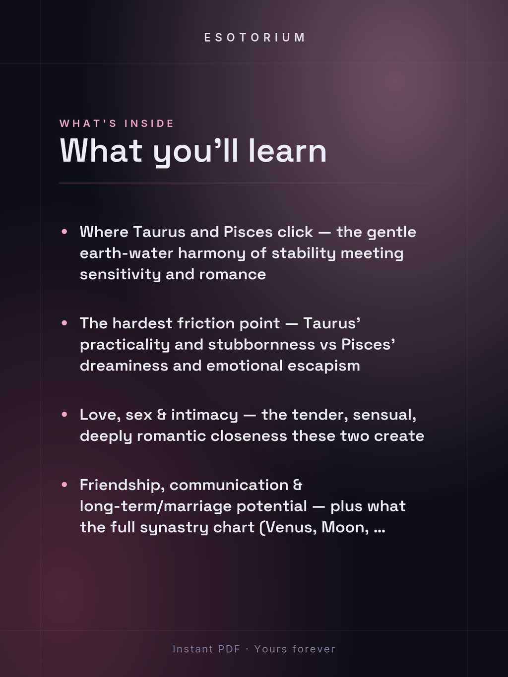 Taurus and Pisces Compatibility — Love, Sex & Friendship — What's inside