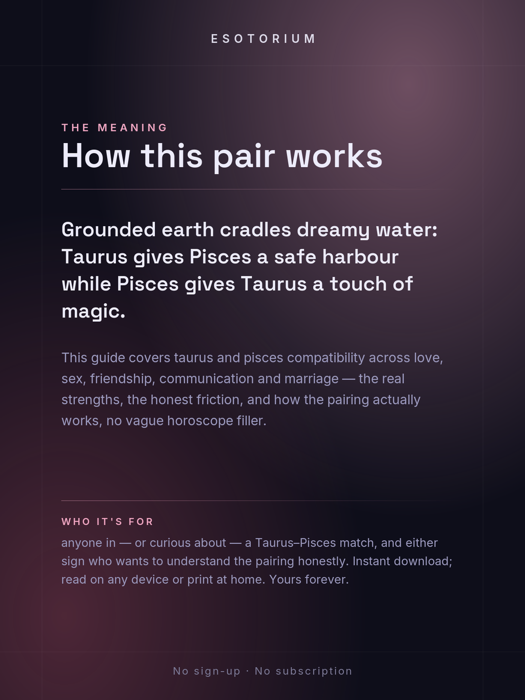 Taurus and Pisces Compatibility — Love, Sex & Friendship — What it means