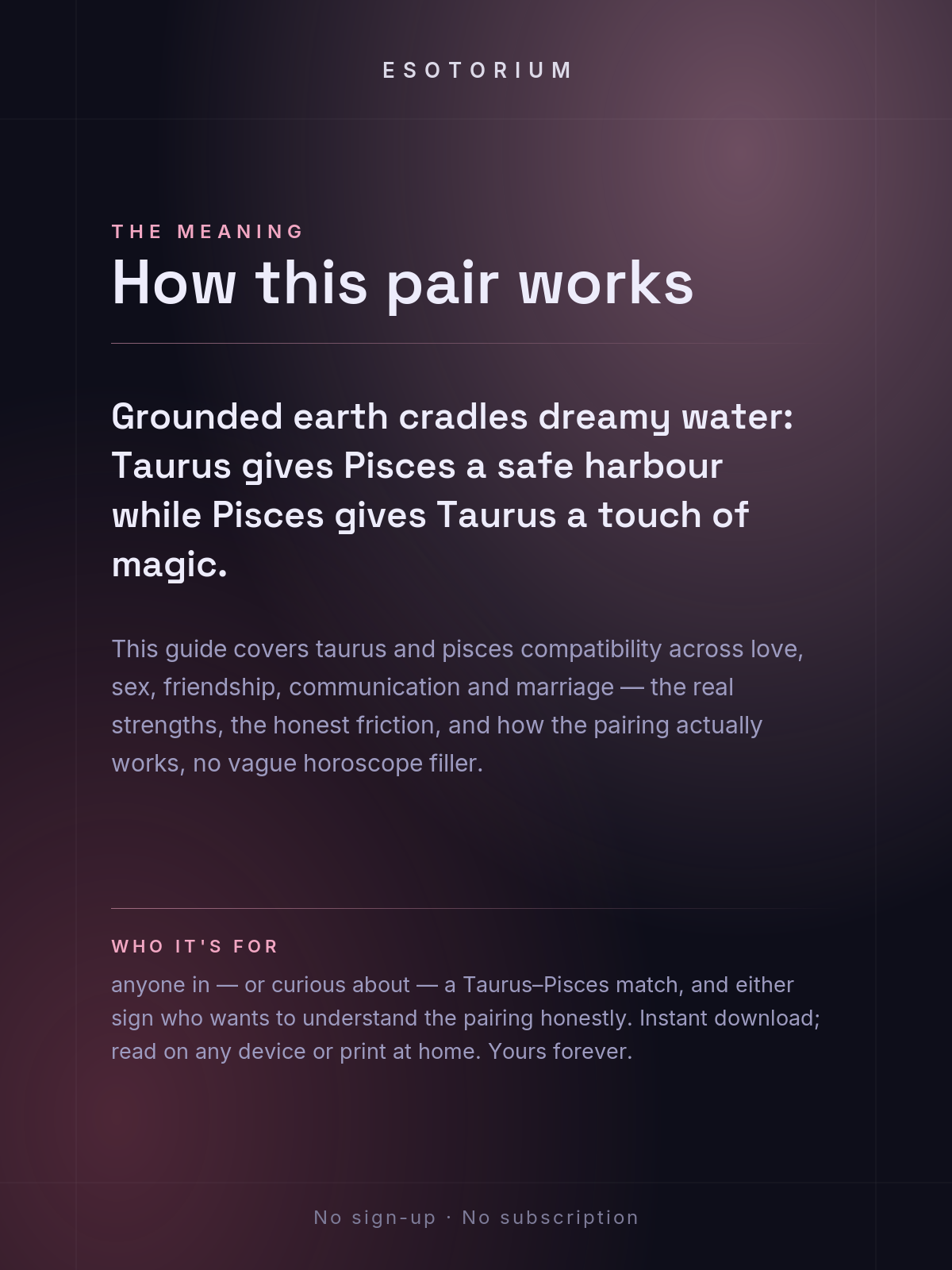 Taurus and Pisces Compatibility — Love, Sex & Friendship — What it means