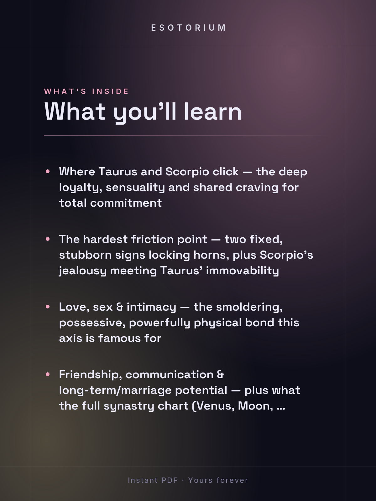 Taurus and Scorpio Compatibility — Love, Sex & Friendship — What's inside