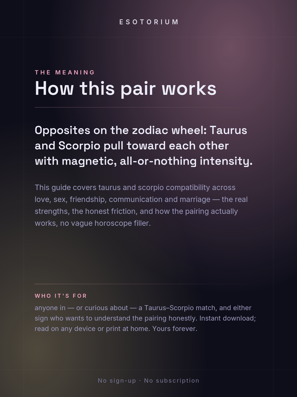 Taurus and Scorpio Compatibility — Love, Sex & Friendship — What it means