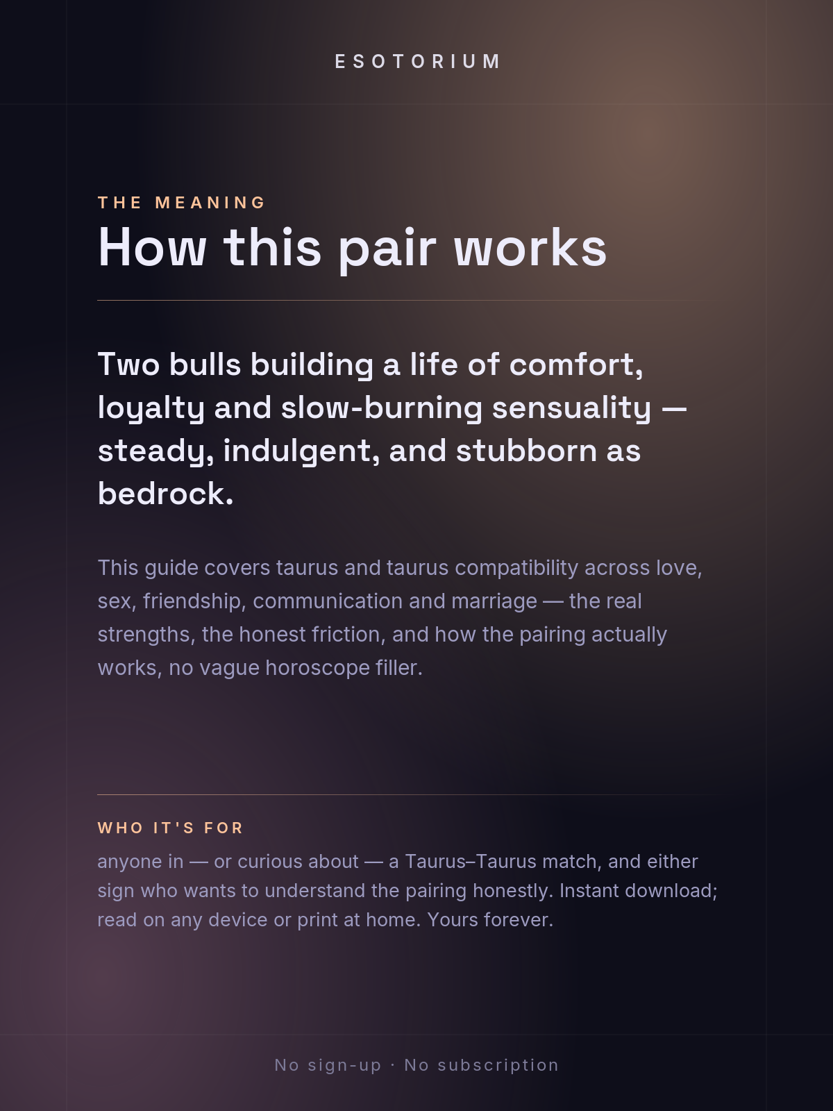 Taurus and Taurus Compatibility — Love, Sex & Friendship — What it means