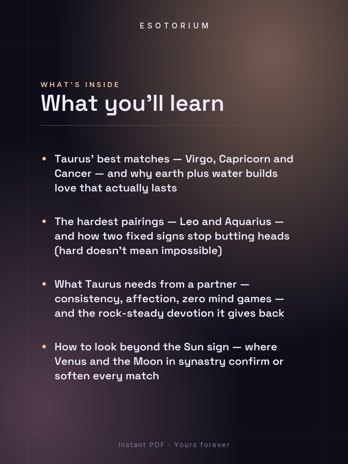 Taurus Compatibility — Best & Worst Matches — What's inside