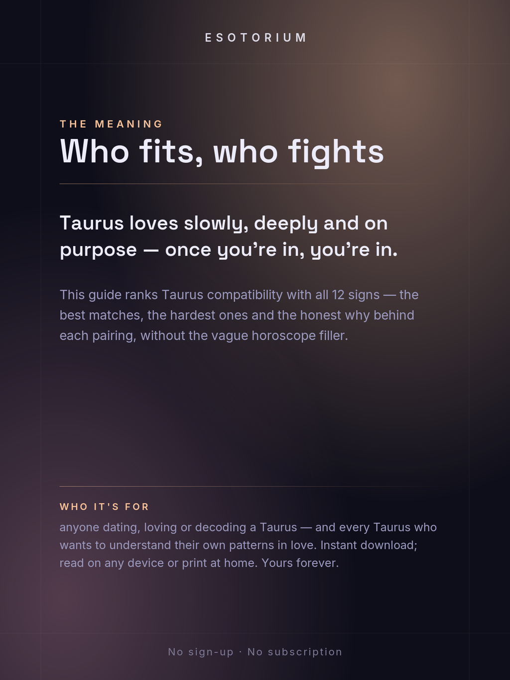 Taurus Compatibility — Best & Worst Matches — What it means