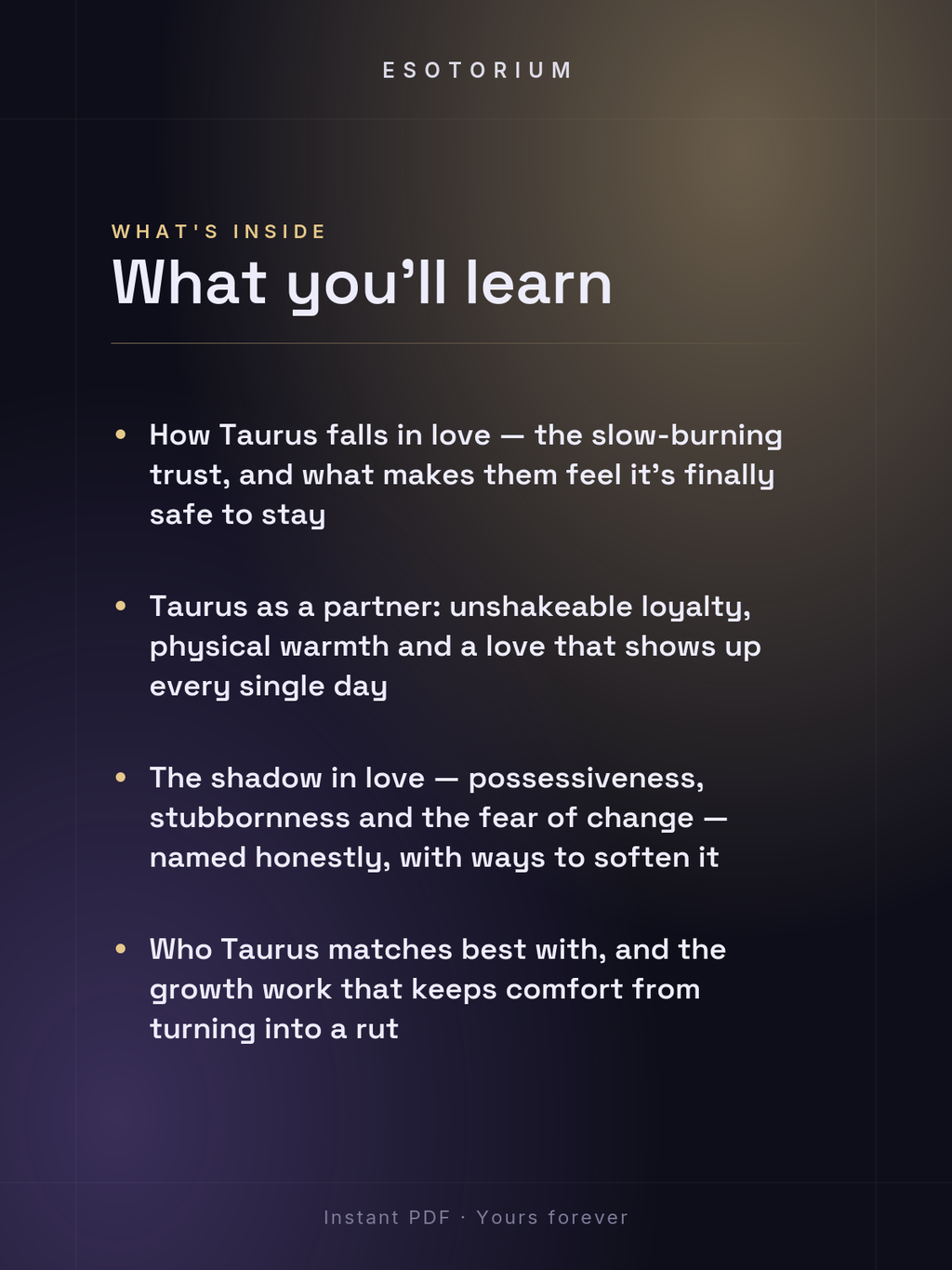 Taurus in Love & Relationships — what you'll learn