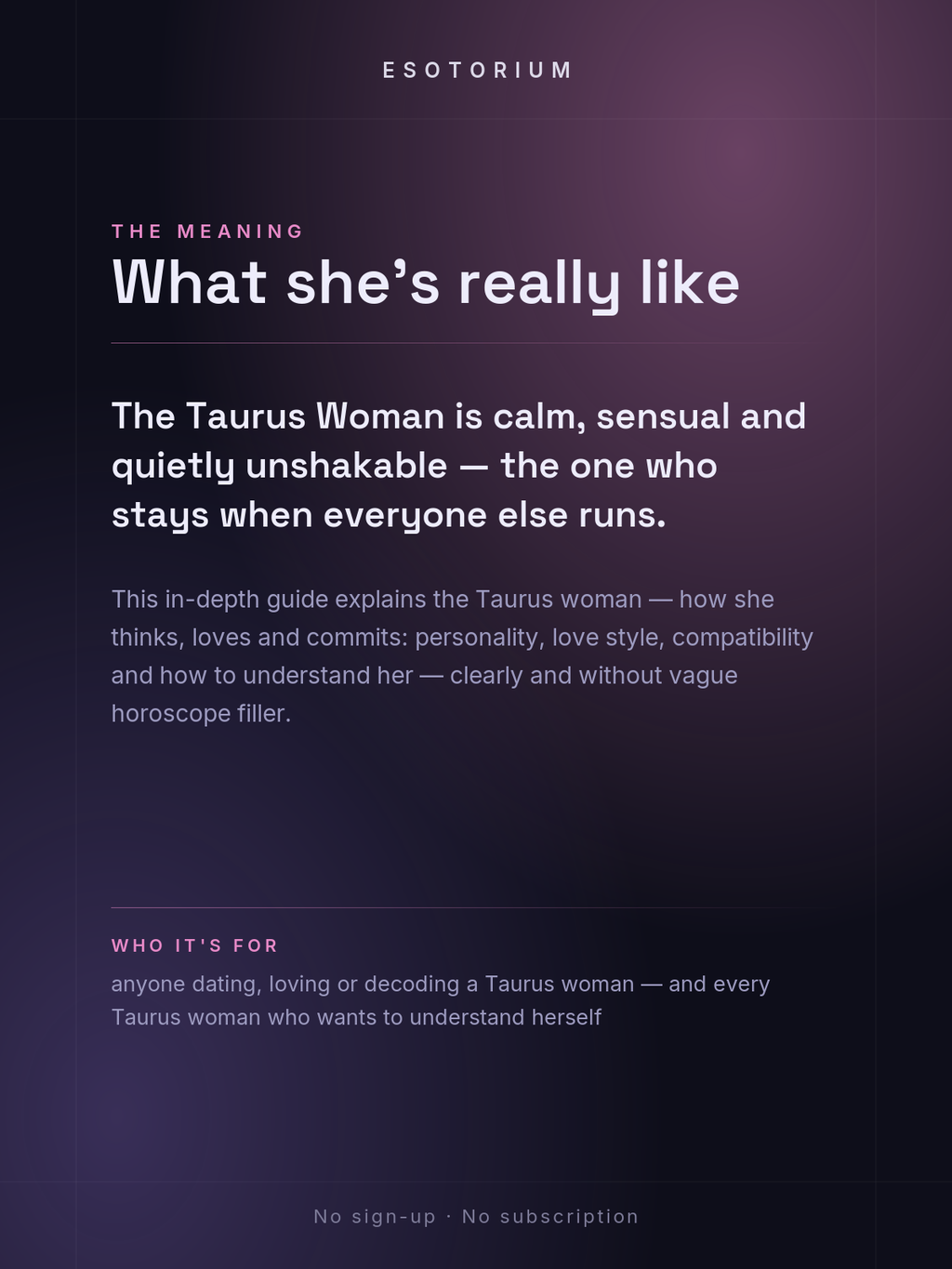 The Taurus Woman — Personality, Love & Compatibility — what it means