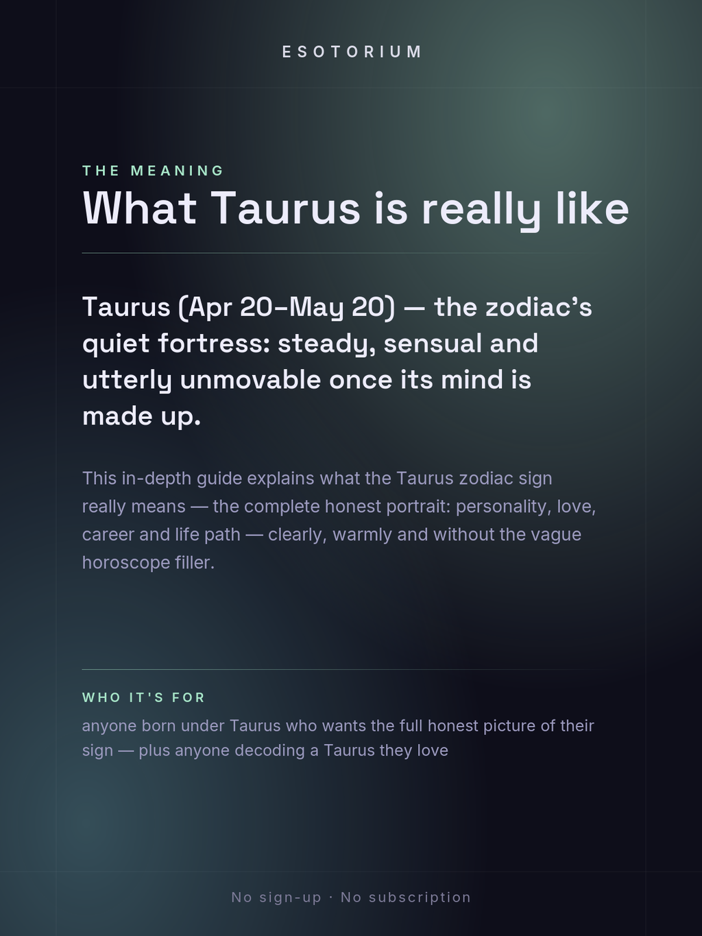 Taurus Zodiac Sign — Complete Personality Guide — what it means