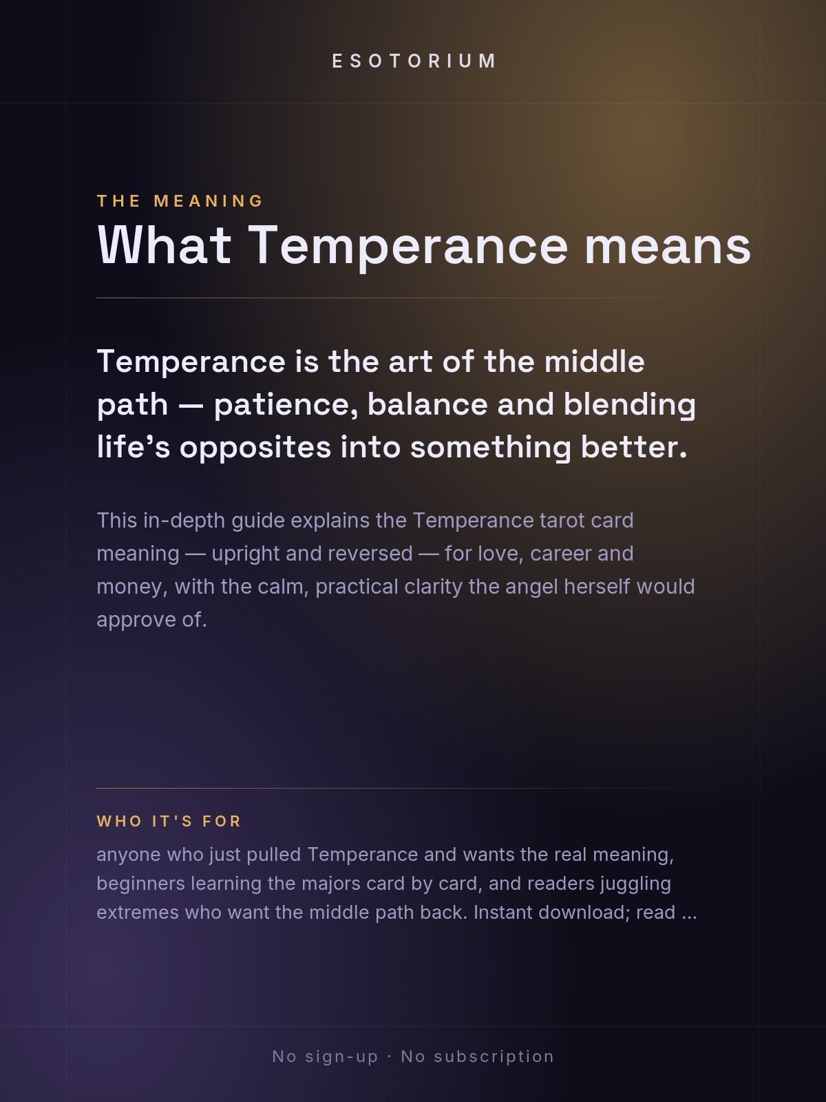 Temperance — Tarot Card Meaning (Upright & Reversed) — Who it's for