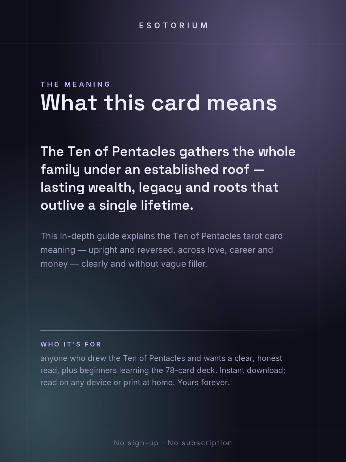 Ten of Pentacles — Tarot Card Meaning (Upright & Reversed) — Who it's for