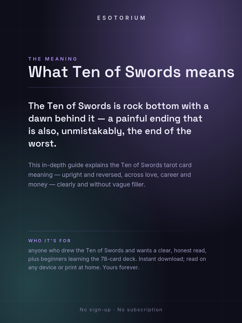 Ten of Swords — Tarot Card Meaning (Upright & Reversed) — Who it's for