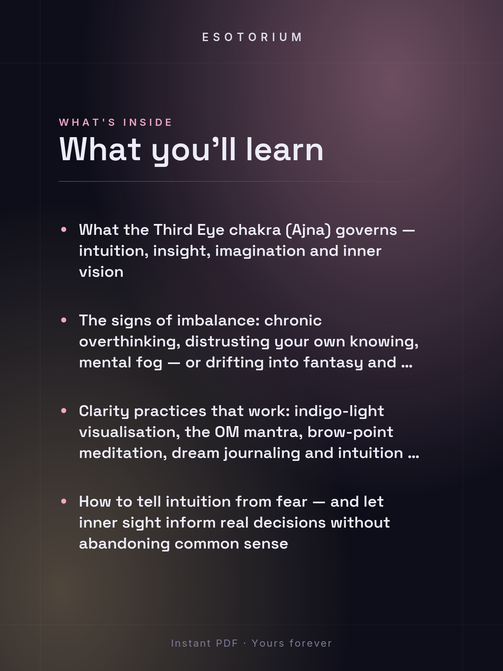 Third Eye Chakra — Healing & Balancing Guide — what you'll learn