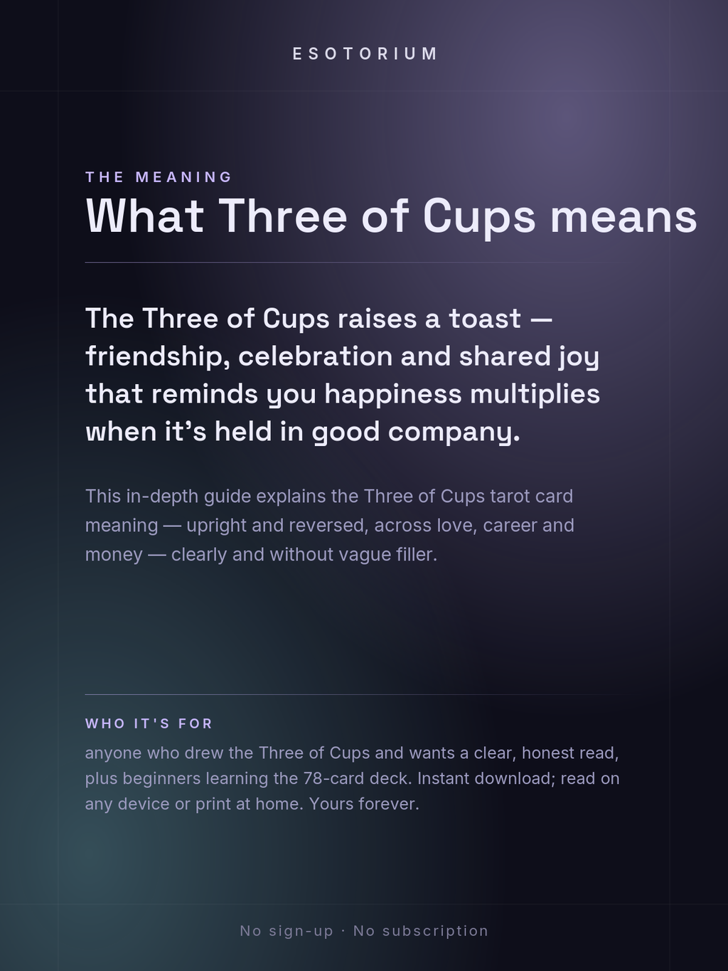 Three of Cups — Tarot Card Meaning (Upright & Reversed) — Who it's for