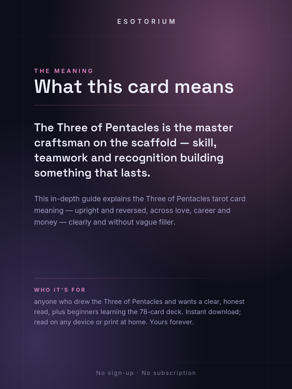 Three of Pentacles — Tarot Card Meaning (Upright & Reversed) — Who it's for