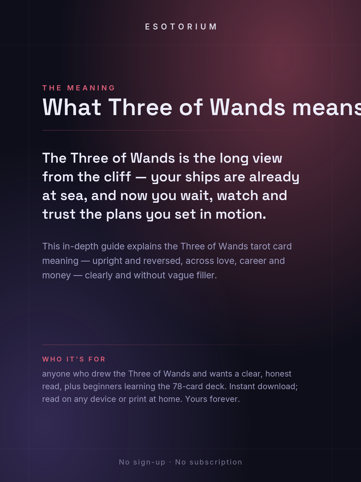 Three of Wands — Tarot Card Meaning (Upright & Reversed) — Who it's for