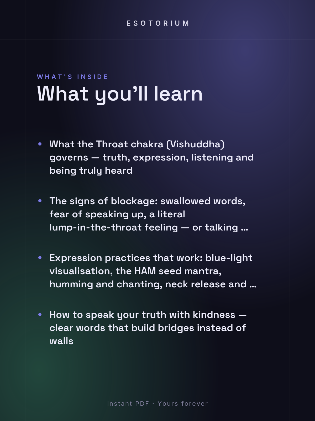 Throat Chakra — Healing & Balancing Guide — what you'll learn