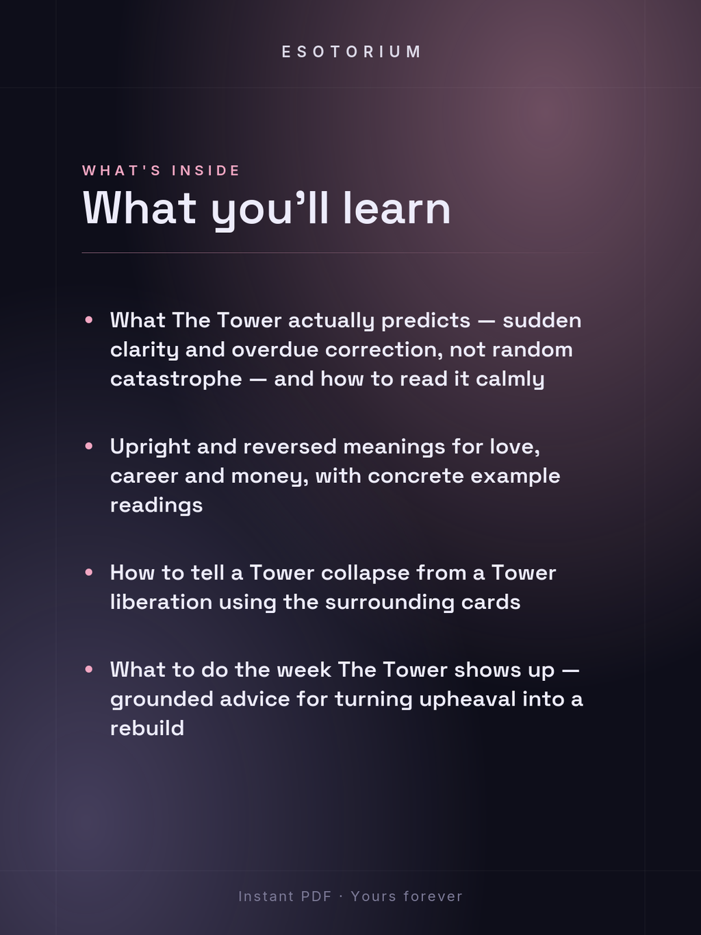 The Tower — Tarot Card Meaning (Upright & Reversed) — What's inside