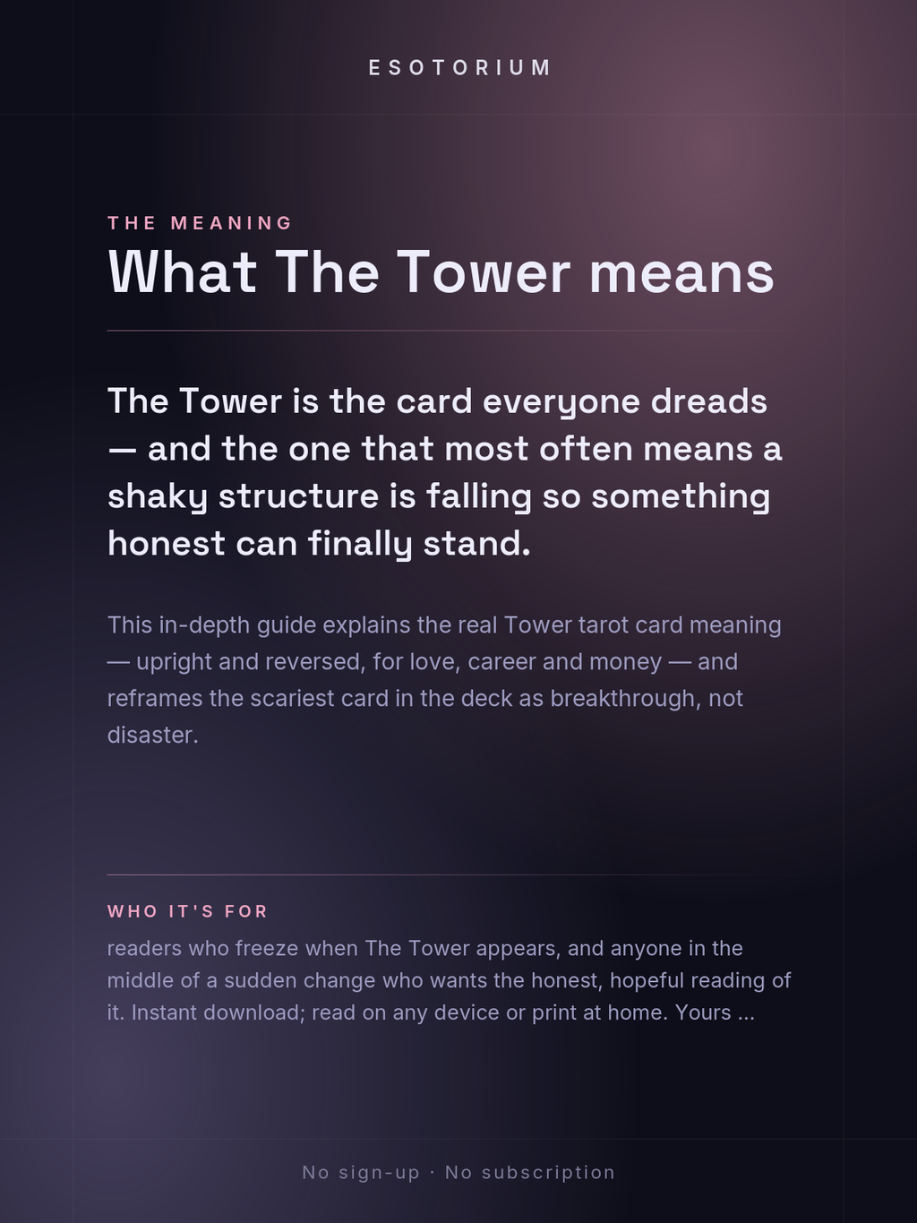 The Tower — Tarot Card Meaning (Upright & Reversed) — Who it's for