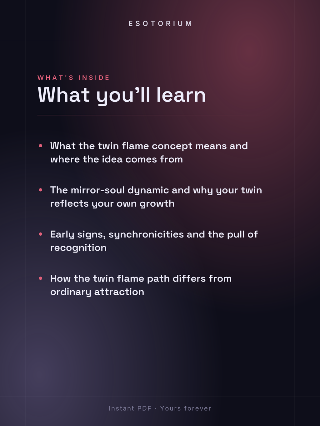 Twin Flames 101 — The Complete Guide — What's inside