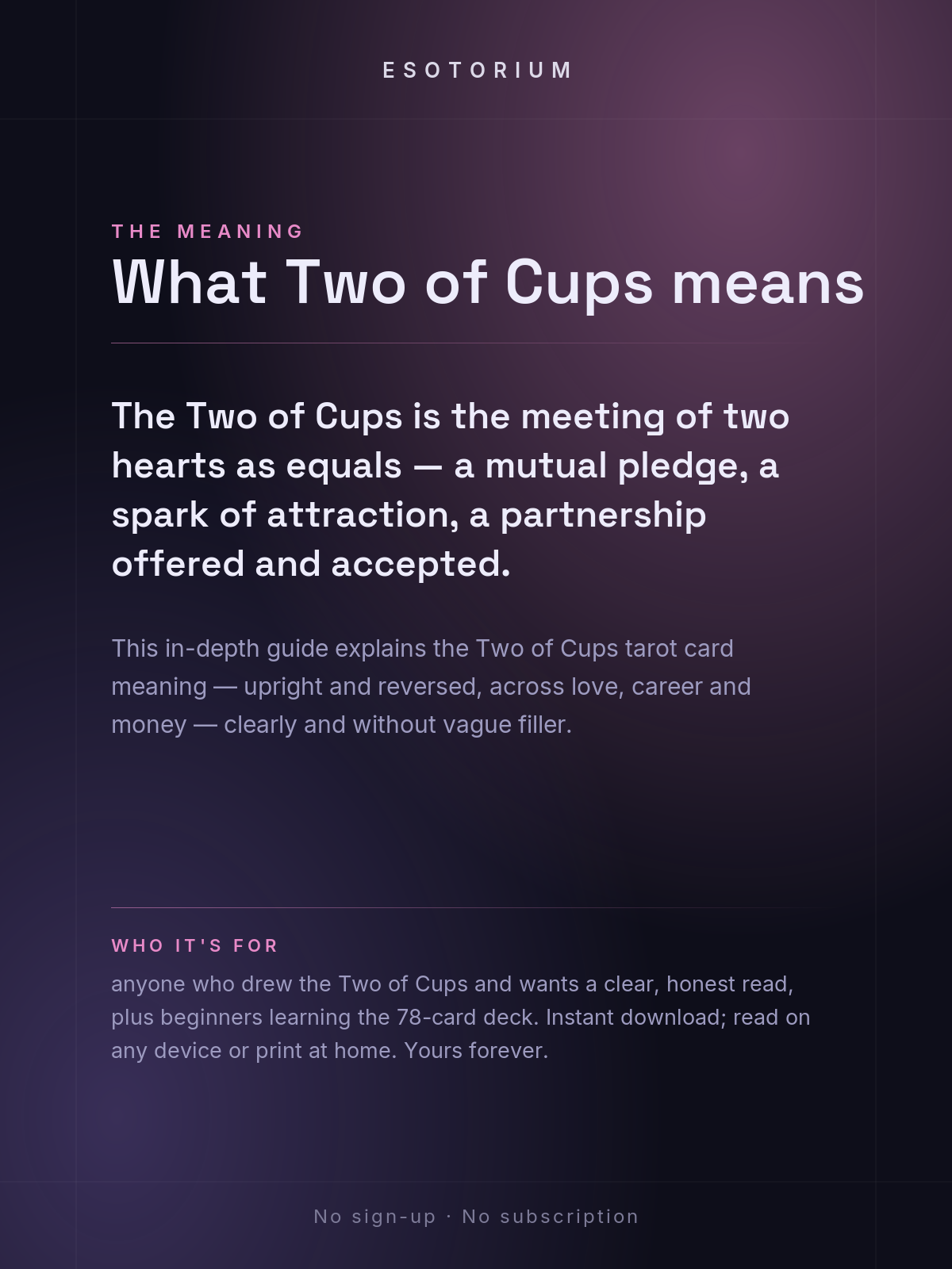 Two of Cups — Tarot Card Meaning (Upright & Reversed) — Who it's for