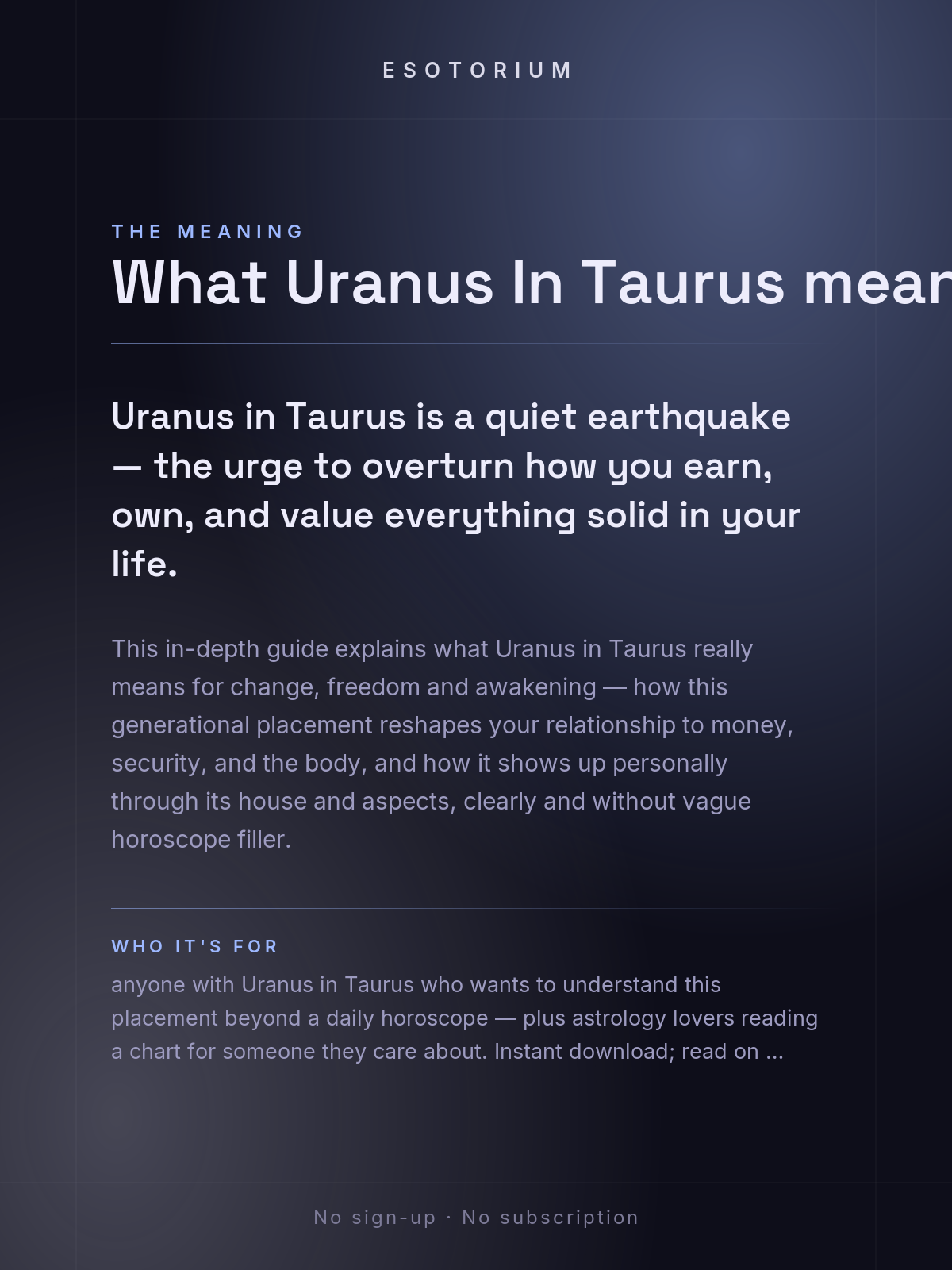 Uranus in Taurus — Meaning in Your Birth Chart — What it means