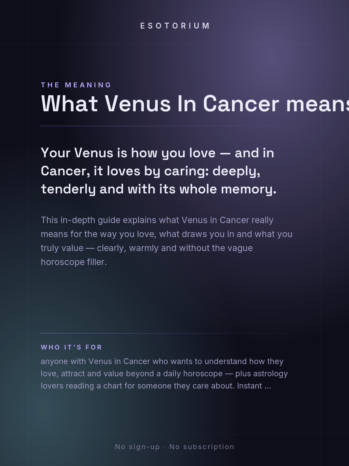 Venus in Cancer — Meaning in Your Birth Chart — What it means