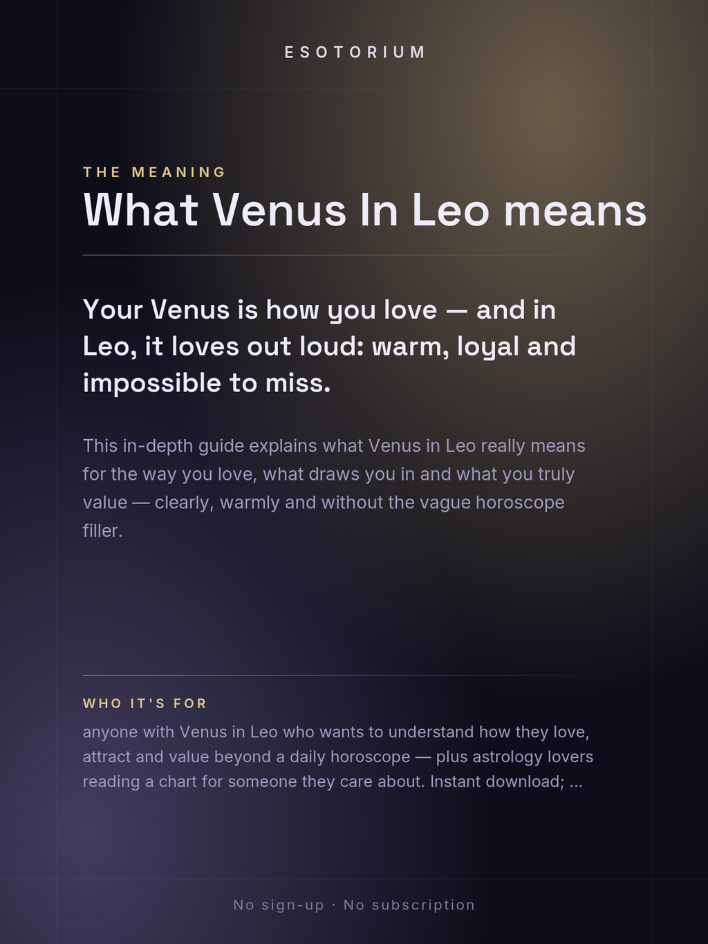 Venus in Leo — Meaning in Your Birth Chart — What it means
