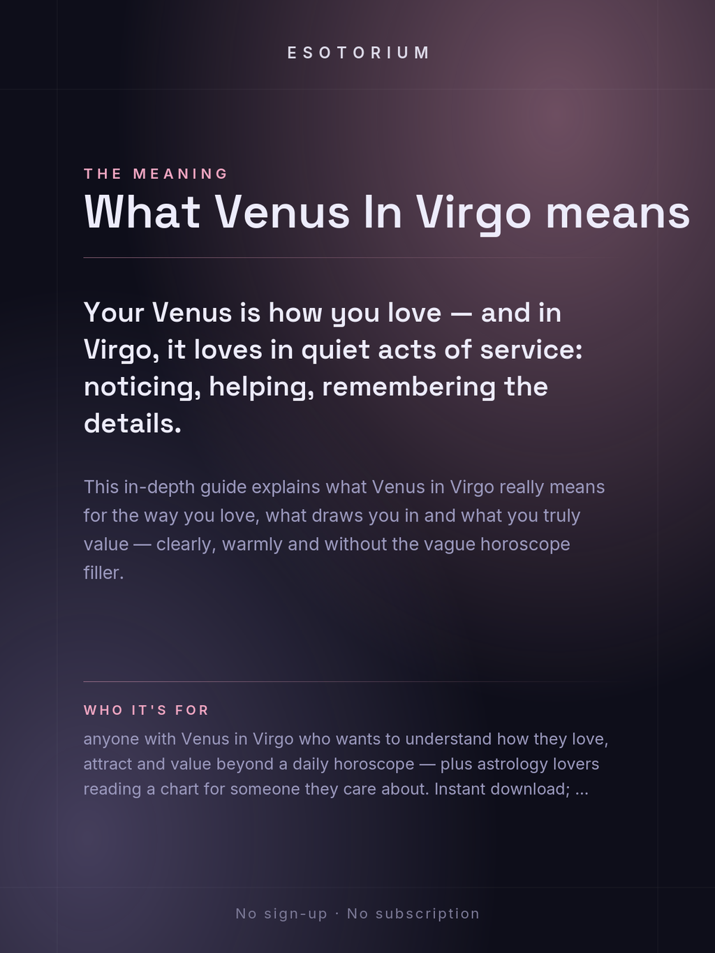 Venus in Virgo — Meaning in Your Birth Chart — What it means