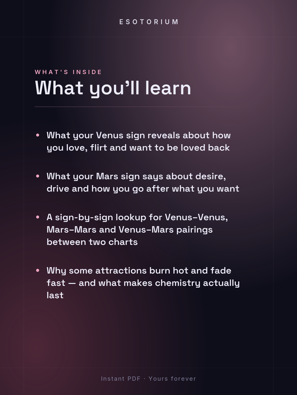 Venus & Mars Compatibility — Love and Desire Decoded — What's inside