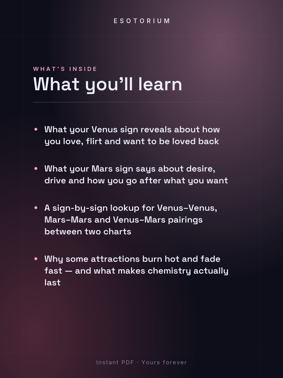 Venus & Mars Compatibility — Love and Desire Decoded — What's inside
