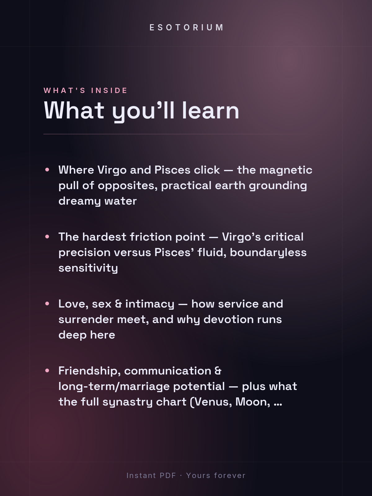 Virgo and Pisces Compatibility — Love, Sex & Friendship — What's inside