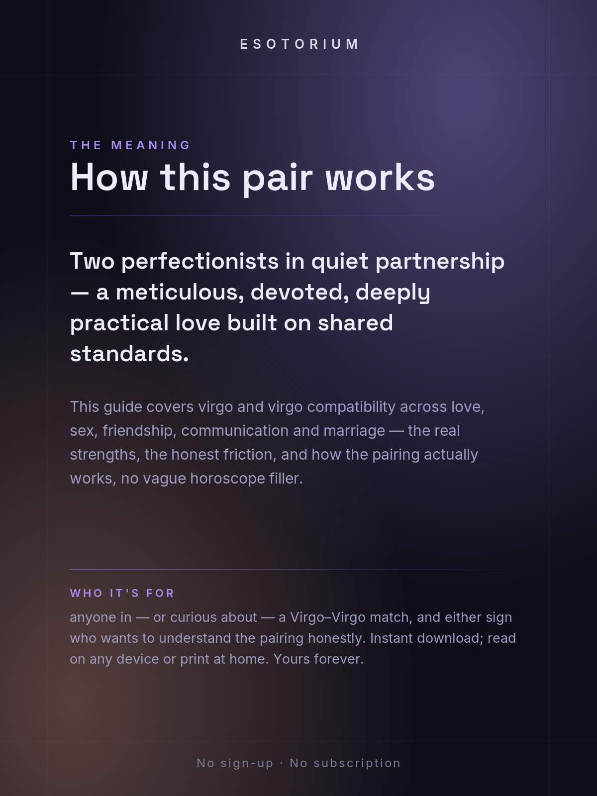 Virgo and Virgo Compatibility — Love, Sex & Friendship — What it means