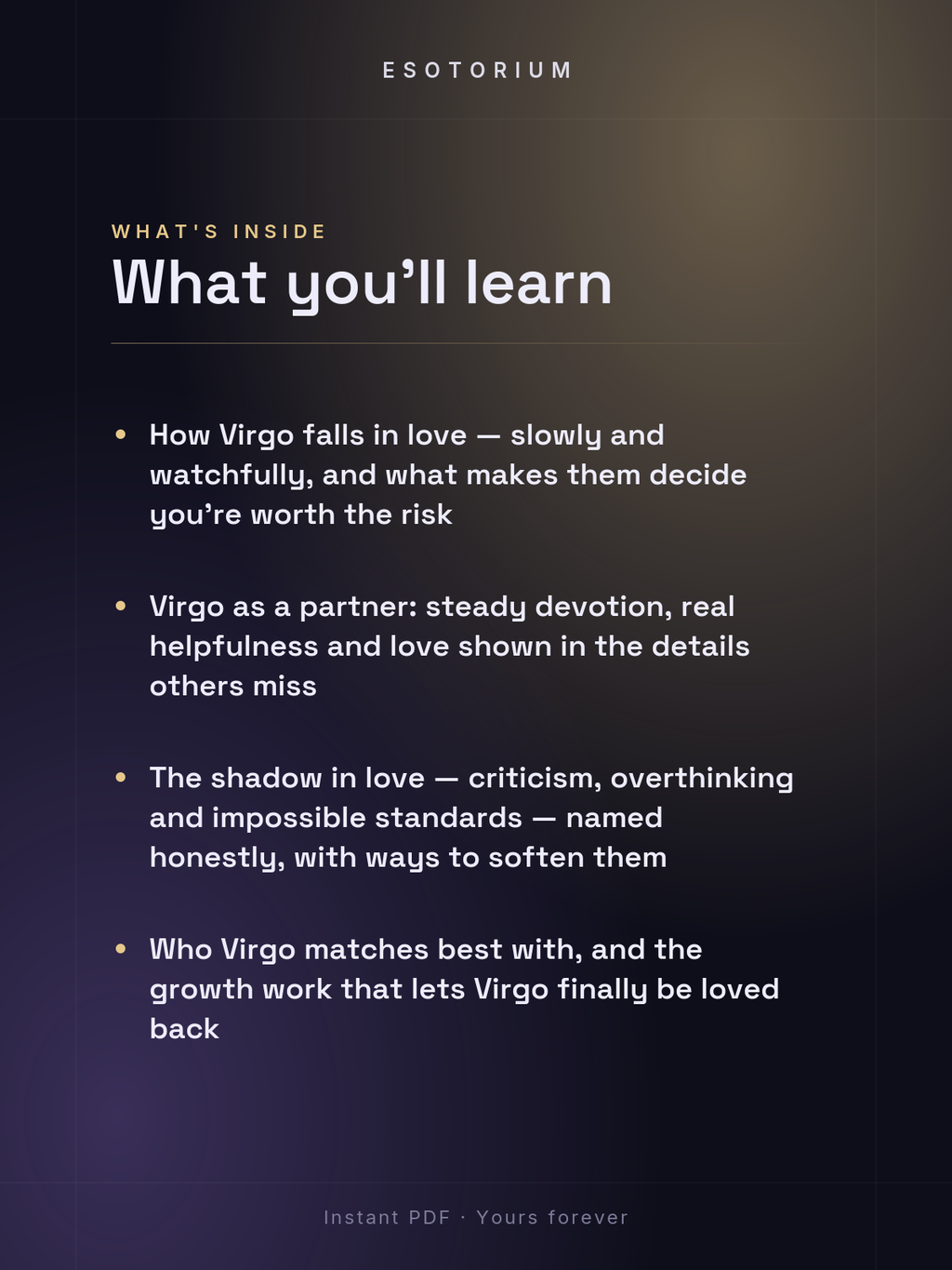 Virgo in Love & Relationships — what you'll learn
