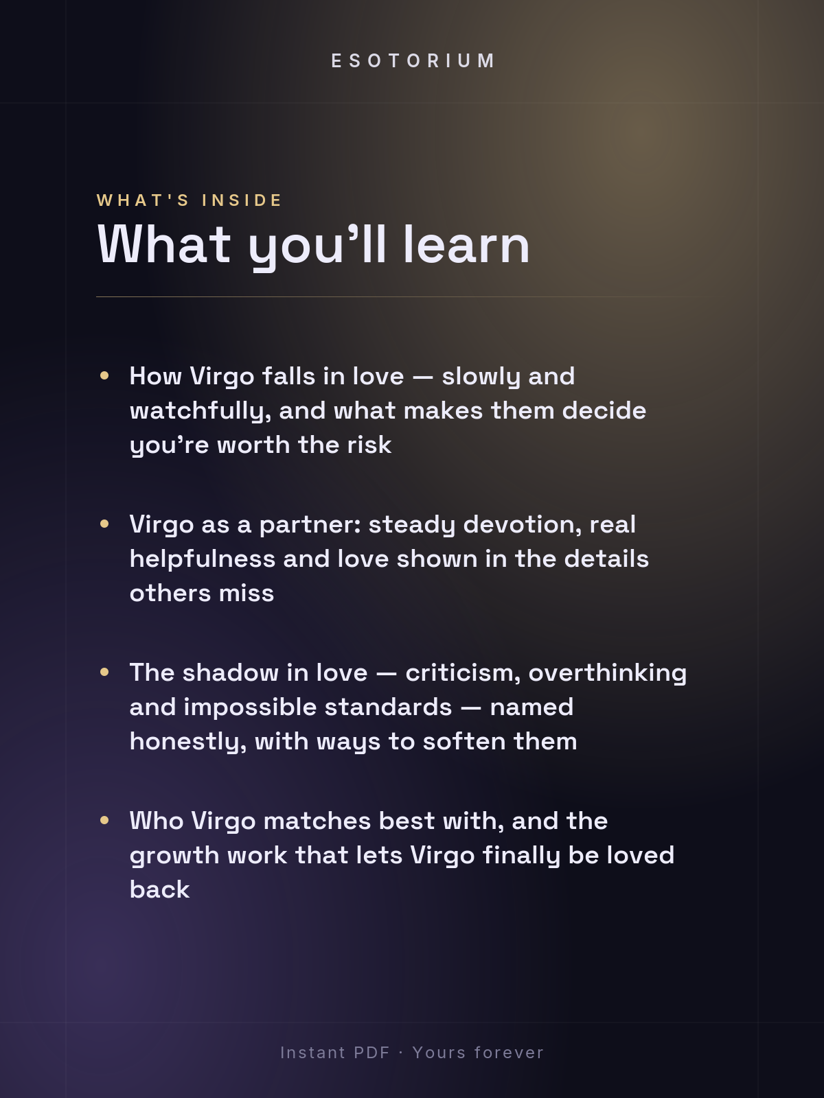Virgo in Love & Relationships — what you'll learn