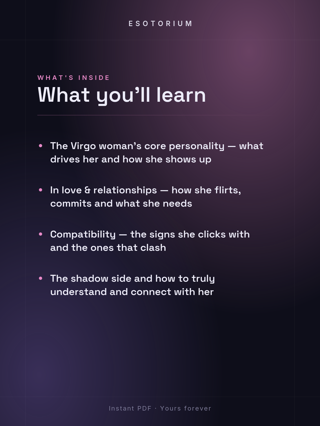 The Virgo Woman — Personality, Love & Compatibility — what you'll learn