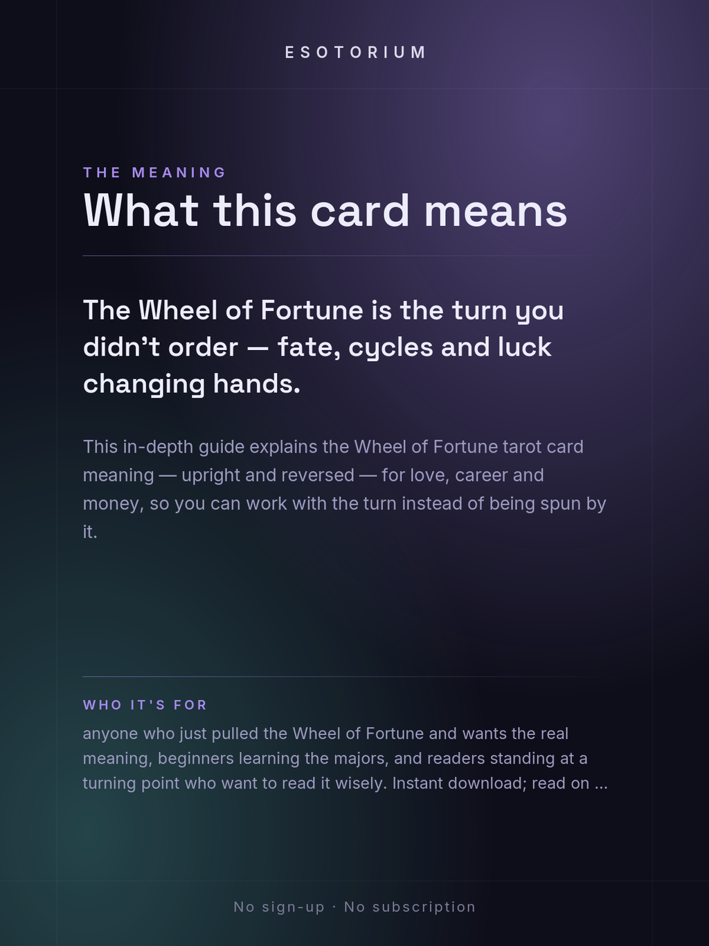 Wheel of Fortune — Tarot Card Meaning (Upright & Reversed) — Who it's for